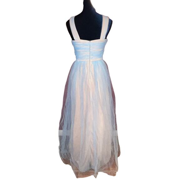 City Triangles Dress beaded cutout halter dress tulle baby blue nude size 5 - Picture 6 of 11